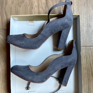 Kaari Blue Angelina Gray Suede Pump w/ Straps